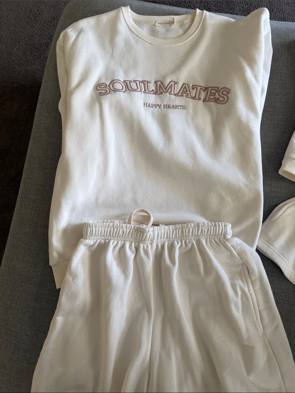 Kids Cream 'Soulmates' Cozy Pajama Set - Crewneck Top & Shorts